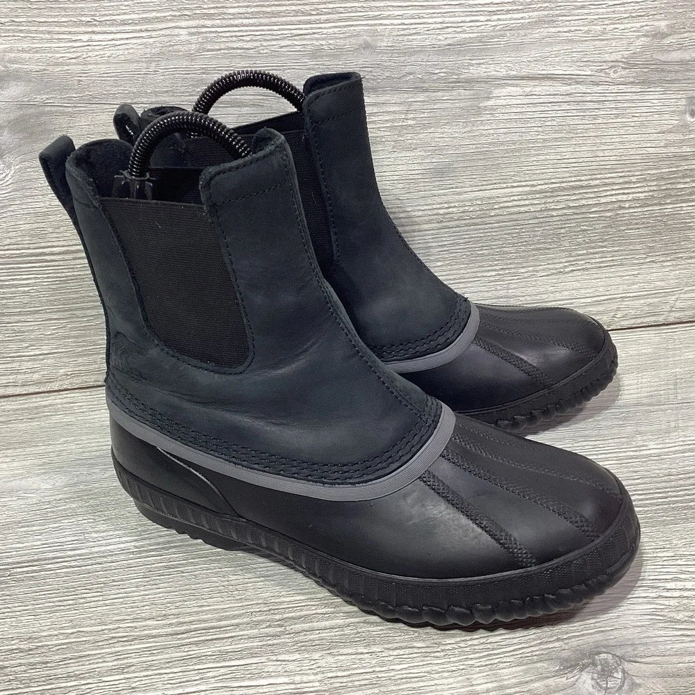 Sorel Cheyanne II Chelsea Winter Snow Boots Men's Size 8 EUR 41 Black Leather WP